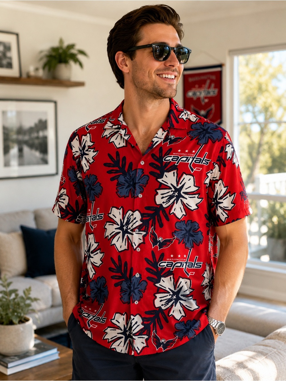 Washington Capitals Hawaiian Shirt NHL Stadium Giveaway Tropical Camp Button Up